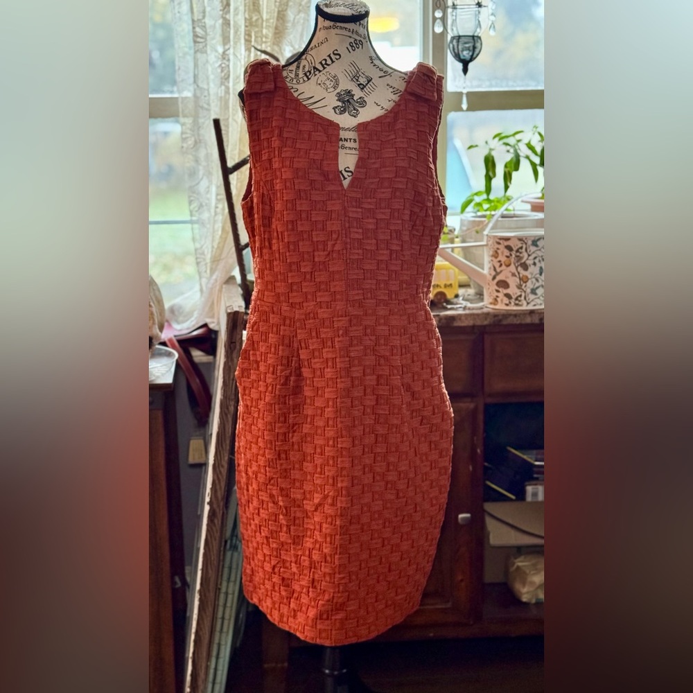 Anthropologie Textured Terracotta Midi Dress